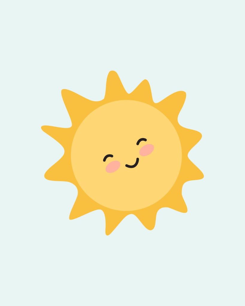 soleil souriant - éléments graphique de la charte de la crèche Ô petits bouts du monde